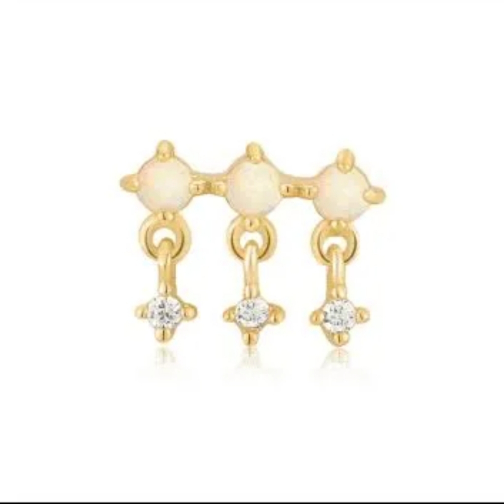 Ania Haie Silver Kyoto Opal Drop Sparkle Barbell Single Earring New